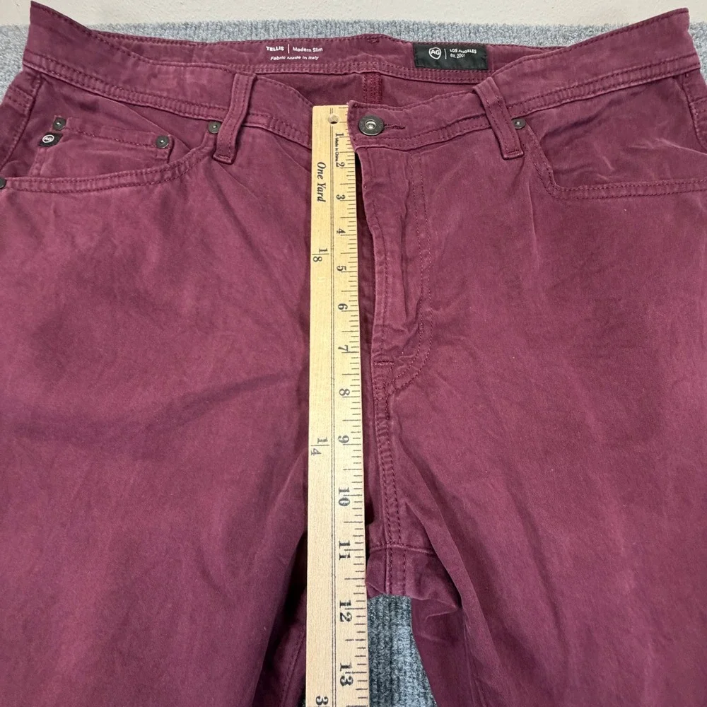 AG Tellis Modern Slim‎ Jeans Mens 36x34 Burgundy Italian Fabric Luxury Stretch